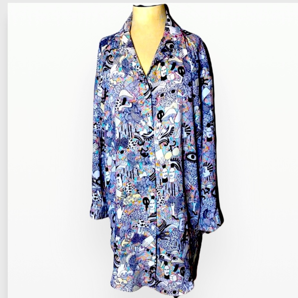 Monki oversized Long Sleeves Midi Shirt Dress L